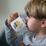 Personalized Easter Cartoon Character Excavator 11oz Enamel Mug with Name Easter Party Gift for Boys Girls