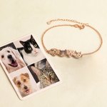 Personalisiertes Eingraviertes 1-6 Tierporträts Armband mit Namen Hund Katze Mom Schmuck Geburtstag Souvenir Geschenk für Damen Haustierliebhaber