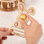Gepersonaliseerde schattige boog Bunny houten Pasen geld chocolade houder ornament met gegraveerde naam Holiday Basket Stuffers Verjaardagscadeau voor kinderen