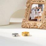 Personalisierter Hammerstruktur Ring mit Haustier-Porträt und Text Gravur Skizze Zeichnung Geburtstag Erinnerung Geschenk für Damen Haustierliebhaber