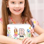 Personalized Cute Flower Egg Cartoon Character Biscuit Tin Box with Initial and Name Easter Party Storage Accessories Gift for Boys Girls