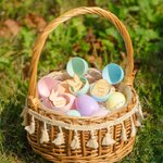 Personalised Multicolour Easter Egg Bunny Wooden Hunt Tokens Set with Engraved Text Set of 10 Basket Stuffers Holiday Party Gift for Family Kids