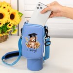 Personalisierte Graduierung Hut Bär Floral Waterproof Water Bottle Carrier Bag für 40oz Stanley mit Tasche verstellbaren Riemen Graduierung Geschenk für Absolventen