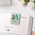 Personalised Cartoon Graduate Initial Magnetic Bookmark Clip with Name Birthday Graduation Gift for Book Lover Bookworm
