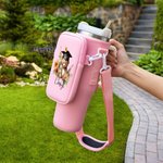 Personalisierte Graduierung Hut Bär Floral Waterproof Water Bottle Carrier Bag für 40oz Stanley mit Tasche verstellbaren Riemen Graduierung Geschenk für Absolventen