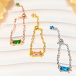 Personalized Dainty Birthstone Adjustable Chain Ring with Greeting Card Birthday Anniversary Gift for Women