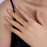 Personalisierte niedliche Katze Hund Kaninchen Linie Zeichnung Tier Ring mit eingraviertem Namen zierlichen Schmuck Geburtstag Jahrestag Geschenk für Frauen