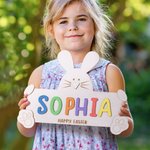 Personalized Easter Bunny DIY Wooden Painting Kit with Name Paints and Brushes Easter Home Decor Birthday Gift for Boys Girls