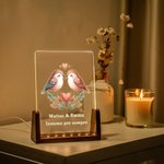Luce notturna LED con base in legno personalizzato con nomi di coppie e data design coppie di animali della foresta regalo di San Valentino per coppia