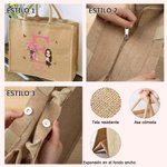 Bolso de yute reutilizable con nombre personalizado con flores de nacimiento y personaje de dibujos animados regalo de cumpleaños para mujeres y niñas