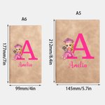 Personalizada de dibujos animados Graduado Inicial PU Cuaderno de cuero con el nombre y 200 páginas rayadas Cumpleaños Regalo de graduación para los graduados