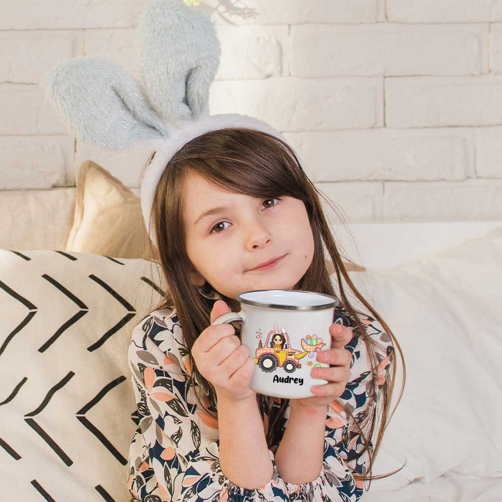 Tasse en émail 11oz avec nom Cadeau de Pâques personnalisé pour garçons filles