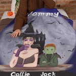 Personalized Halloween Theme Witch Vampire Cartoon Character Soft Throw Blanket with 1-6 Names Home Decor Holiday Party Gift for Family Kids
