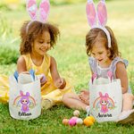 Personalized Rainbow Eggs Bunny Costume Cartoon Character Basket with Name Easter Party Birthday Gift for Boys Girls