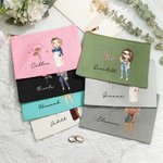 Personalized Cartoon Character Zodiac Birth Flower Portable Makeup Bag with Name Birthday Travel Accessories Gift for Women