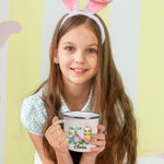 Personalized Cute Easter Eggs Grassland Cartoon Character Name 11oz Enamel Mug Party Favor Easter Gift for Girls Boys