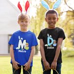 Personalized Easter Eggs Cartoon Character Bunny Ears Initial 100% Cotton Kid T-shirt with Name Easter Party Gift for Boys Girls