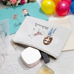 Personalized Cartoon Character Zodiac Birth Flower Portable Makeup Bag with Name Birthday Travel Accessories Gift for Women