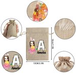 Personalized Easter Egg Cartoon Character Burlap Treat Bag with Name and Initial Easter Eggs Hunting Holiday Party Gift for Boys Girls