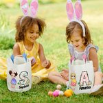 Personalized Easter Egg Cartoon Character Bunny Ears Egg Hunt Basket with Initial and Name Birthday Party Favors Gift for Kids