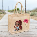 Borsa in iuta personalizzata con nome personaggio e fiore di nascita regalo perfetto per matrimonio e compleanni per donne