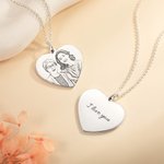 Personalized Engraved Heart Photo Necklace with Text Birthday Anniversary Gift for Family Friend