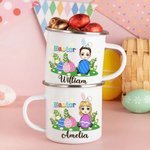 Personalized Cute Easter Eggs Grassland Cartoon Character Name 11oz Enamel Mug Party Favor Easter Gift for Girls Boys