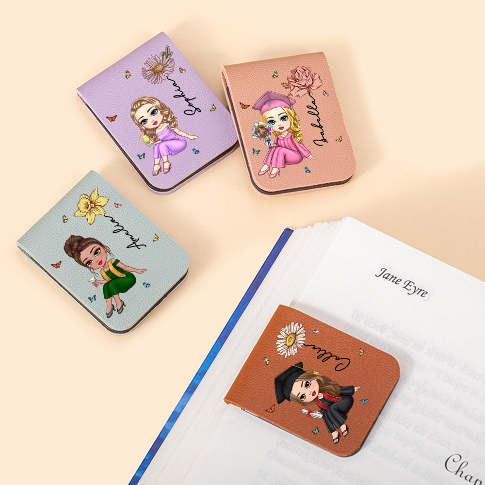 Marque-page magnétique en cuir avec nom Anniversaire Graduation Cadeau d'anniversaire pour les amoureux des livres