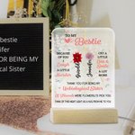 Personalised To My Bestie 2 Birth Flowers 4 Colours LED Night Light with Wood Base Home Desk Decor Birthday Friendship Gift for Sisters Friends