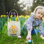 Personalized Rainbow Eggs Bunny Costume Cartoon Character Basket with Name Easter Party Birthday Gift for Boys Girls