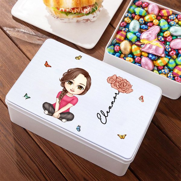 Gepersonaliseerde Cartoon karakter geboorte bloem Food-grade snoep Cookie koekje opslag Tin met naam Festival partij Gunsten Gift voor kinderen familie