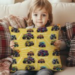 Personalized Cartoon Truck Off-road Vehicle Design Name Cloud Soft Throw Pillow Cover Home Decor Birthday Gift for Family Kids