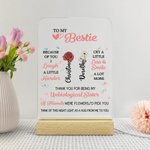 Personalised To My Bestie 2 Birth Flowers 4 Colours LED Night Light with Wood Base Home Desk Decor Birthday Friendship Gift for Sisters Friends