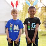 Personalized Cute Holding Easter Egg Cartoon Boy Girl Initial 100% Cotton Kid T-shirt with Name Easter Theme Party Favors Gift for Kids