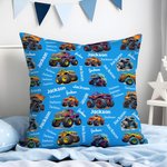 Personalized Cartoon Truck Off-road Vehicle Design Name Cloud Soft Throw Pillow Cover Home Decor Birthday Gift for Family Kids