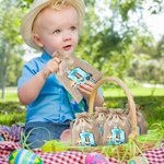 Personalizzato personaggio Cartoon Bunny Chick Bow Initial riutilizzabile coulisse Burlap Treat Bag con nome Easter Party Gift per bambini