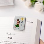 Personalized Cartoon Graduate Birth Flower Magnetic Leather Bookmark with Name Birthday Graduation Gift for Book Lover Bookworm