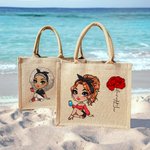 Borsa in iuta personalizzata con nome personaggio e fiore di nascita regalo perfetto per matrimonio e compleanni per donne