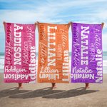 Personalized Multicolor Oversized Quick Dry Name Beach Towel Travel Essential Birthday  Gift for Family Friend