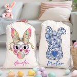 Personalised Cute Bow Bunny Drawstring Gift Bag with Name Easter Party Gift for Kids Family