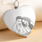 Personalized Engraved Heart Photo Necklace with Text Birthday Anniversary Gift for Family Friend