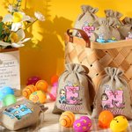 Personalizzato personaggio Cartoon Bunny Chick Bow Initial riutilizzabile coulisse Burlap Treat Bag con nome Easter Party Gift per bambini