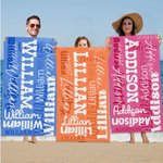 Personalized Multicolor Oversized Quick Dry Name Beach Towel Travel Essential Birthday  Gift for Family Friend