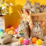 Personalizzato coniglietto personaggio cartoon escavatore uova di Pasqua riutilizzabile coulisse Burlap trattare borsa con nome regalo di festa di Pasqua per i bambini