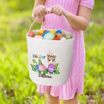 Personalized Easter Eggs Glassland Cartoon Character Canvas Easter Basket with Name Easter Eggs Hunting Party Favor Gift for Boys Girls