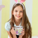 Personalisierte Osterhase Ei Cartoon Charakter 11oz Emaille Becher mit Initialen und Namen Ostern Party Geschenk für Jungen Mädchen