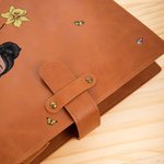 Personalised Cute Cartoon Women Graduate Birth Flower A5 Leather Notebook Cover with Name Birthday Graduation Gift for Graduates