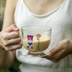 Personalised Cartoon Character Birth Flower Clear Glass Coffee Tea Cup and Acrylic Coaster with Name Anniversary Birthday Gift for Women Girls