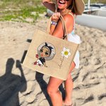 Borsa in iuta personalizzata con nome personaggio e fiore di nascita regalo perfetto per matrimonio e compleanni per donne