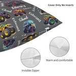 Personalized Cartoon Truck Off-road Vehicle Design Name Cloud Soft Throw Pillow Cover Home Decor Birthday Gift for Family Kids